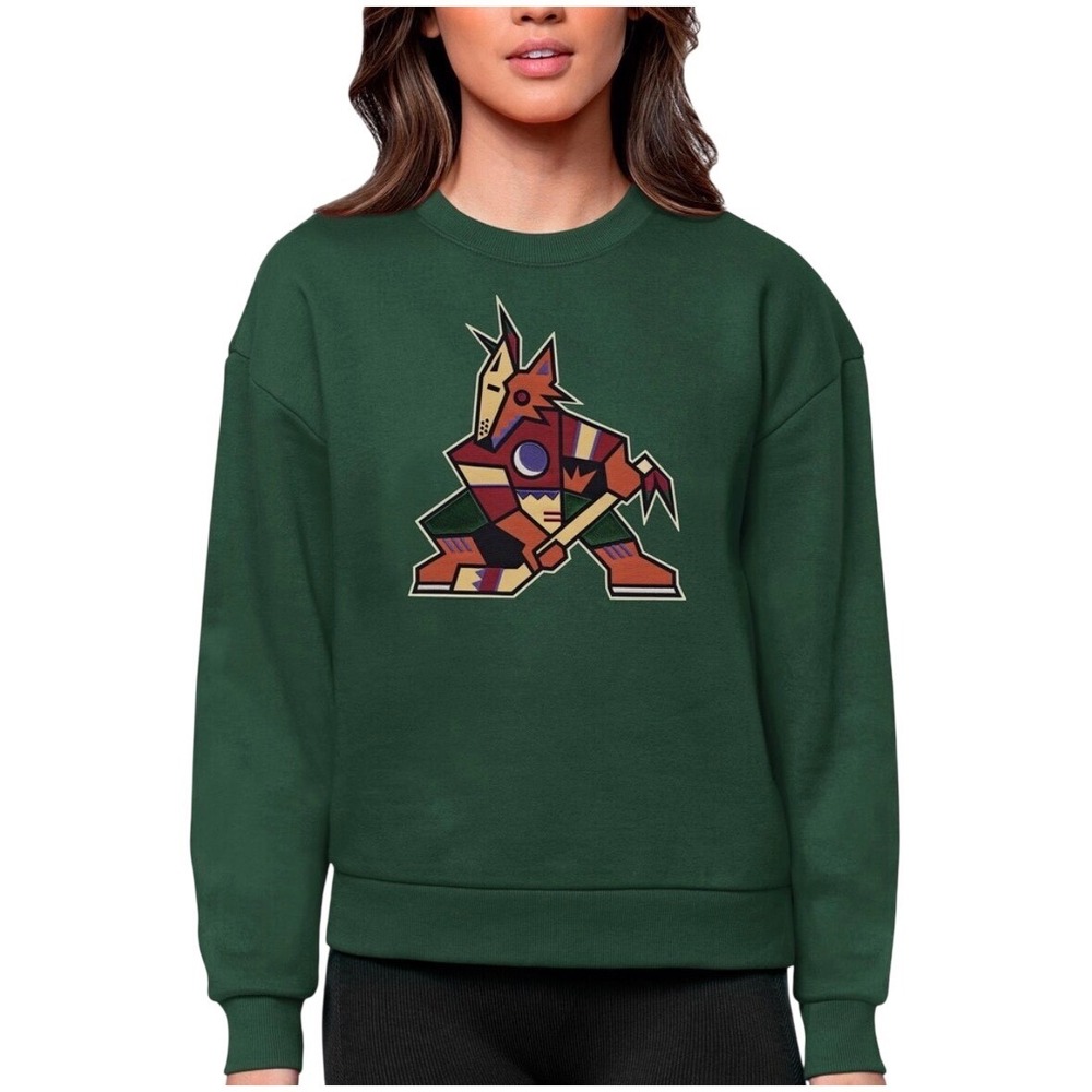 Antigua NWOT‎ Arizona Coyotes Womens Green Kachina Logo Crewneck Sweatshirt S